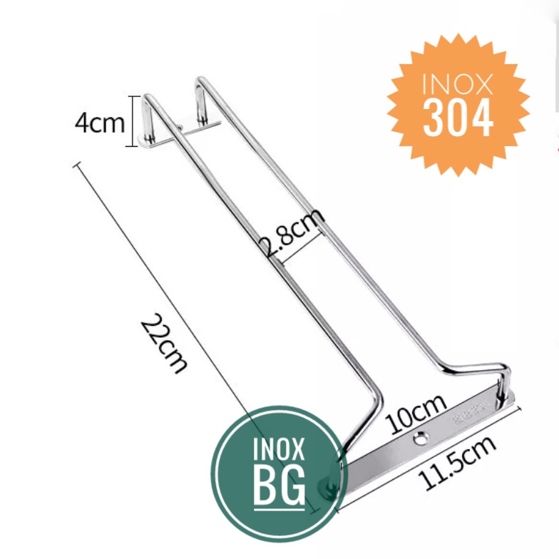 GIÁ ĐỠ TREO LY 1 HÀNG BẮT TRẦN TỦ BÓNG ĐẸP