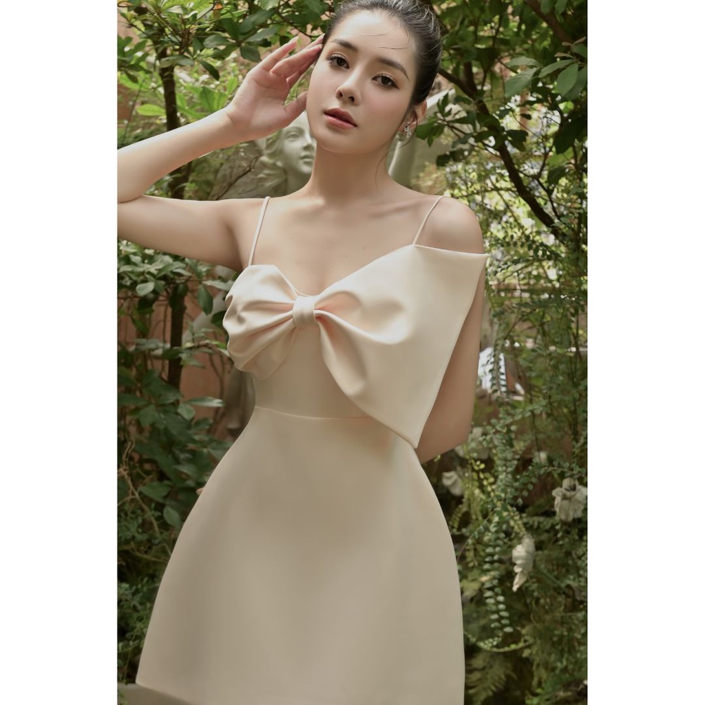 Đầm hai dây nơ ngực dáng chữ A tiểu thư, sang chảnh COCO DRESS - Le Soleil