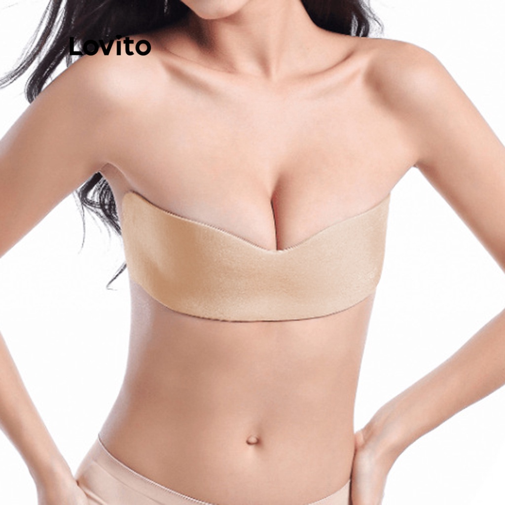 Miếng dán ti Lovito cánh nâng đẩy màu trơn phong cách thường ngày L23LD117 (màu mơ/ đen)