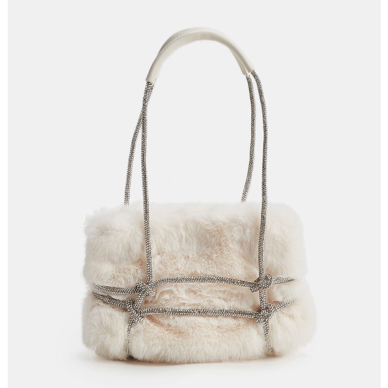 Túi Xách Đeo Vai Phủ Bông Mềm Đính Đá Thời Trang Hàn Quốc 2022 Dành Cho Nữ