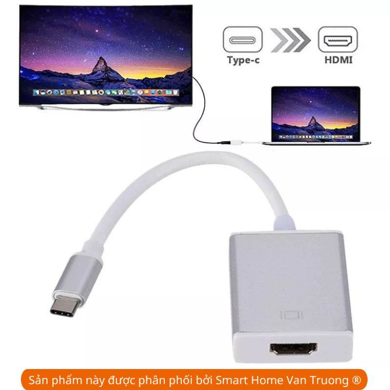 Cáp chuyển đổi từ typec sang HDMI 3.0 kết nối tivi máy chiếu máy tính táo, ĐT cáp Type-c to HDMI