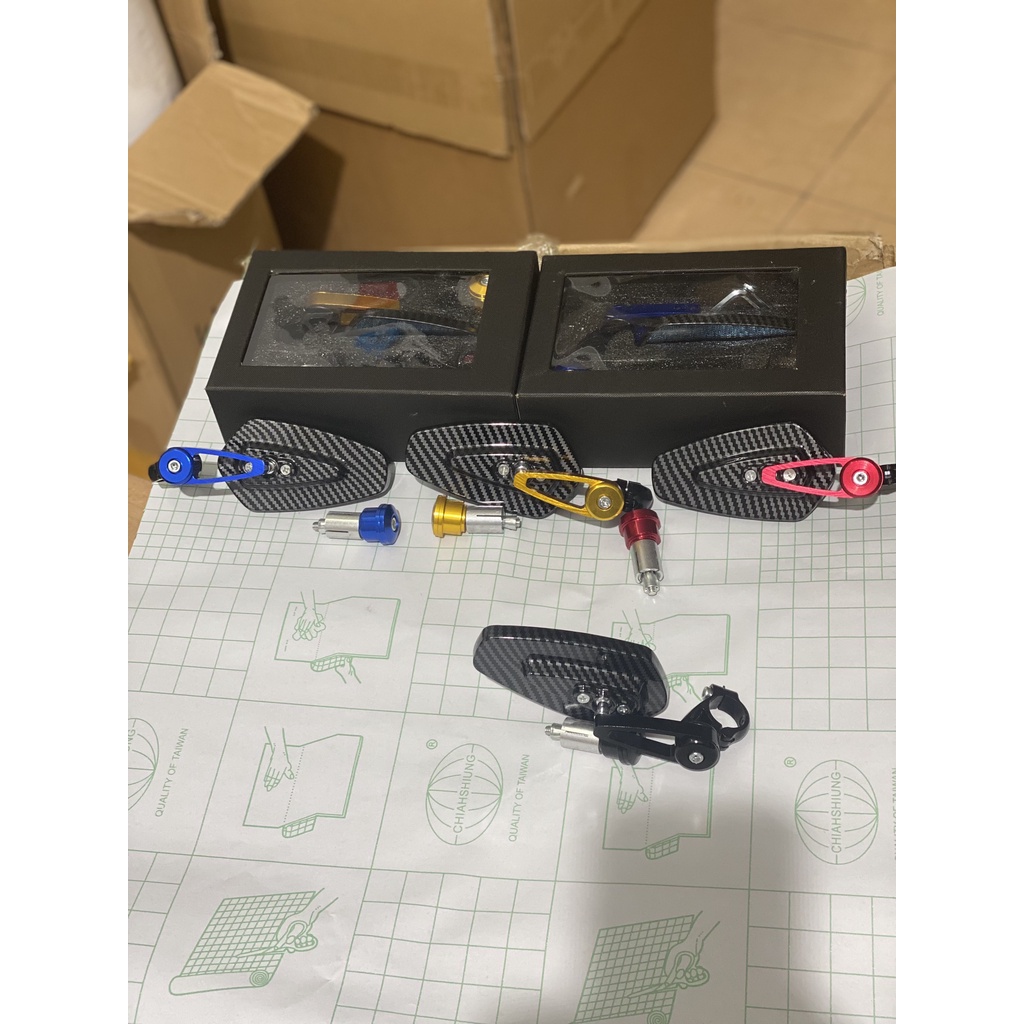 Gương Gù lắp tay lái Lưng carbon hàng đẹp nhôm nguyên khối