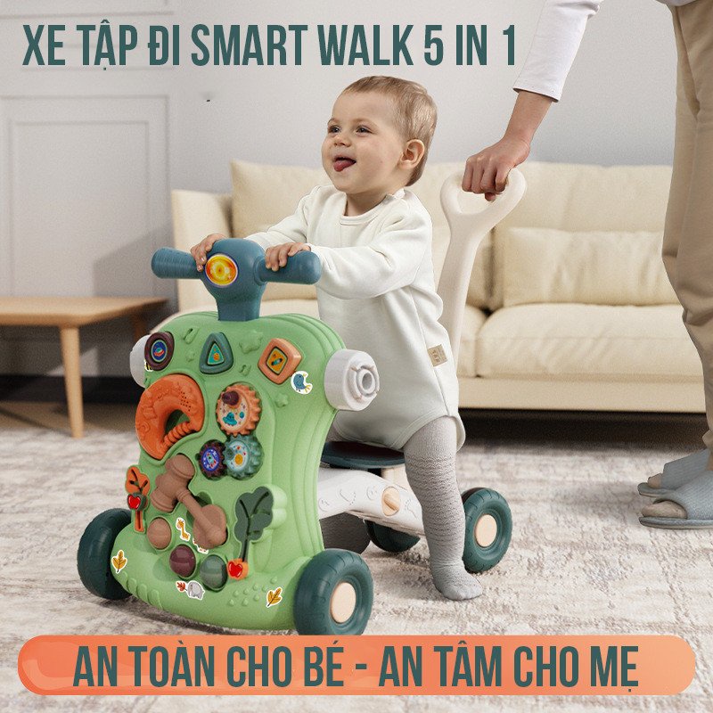 Xe tập đi đa năng 6in1 chính hãng, xe đẩy cho bé có khóa bánh và tăng độ cao theo sở thích