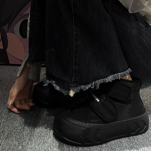 Giày Bánh Mì Cotton Đế Dày Cao Cổ Quai Dán Ngang Dễ Thương Dành Cho Nữ