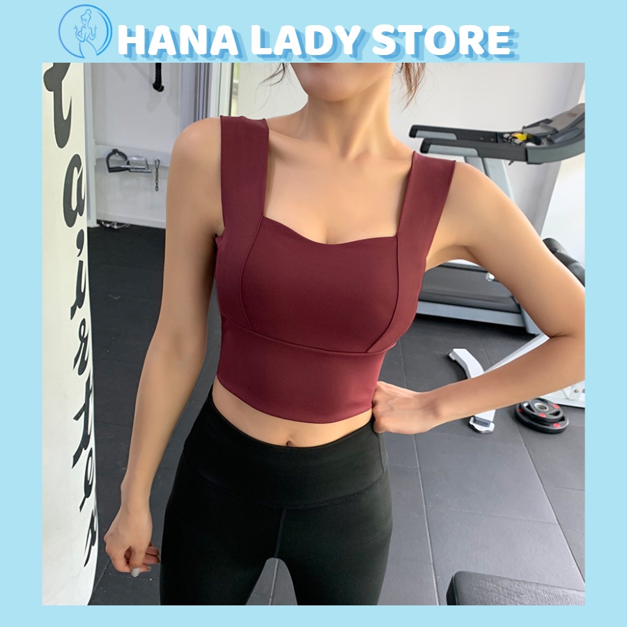 Áo bra tập gym, áo ba lỗ 2 dây thun lạnh tập yoga aerobic kèm mút ngực tháo rời tiện dụng thun lạnh poly cao cấp AG03