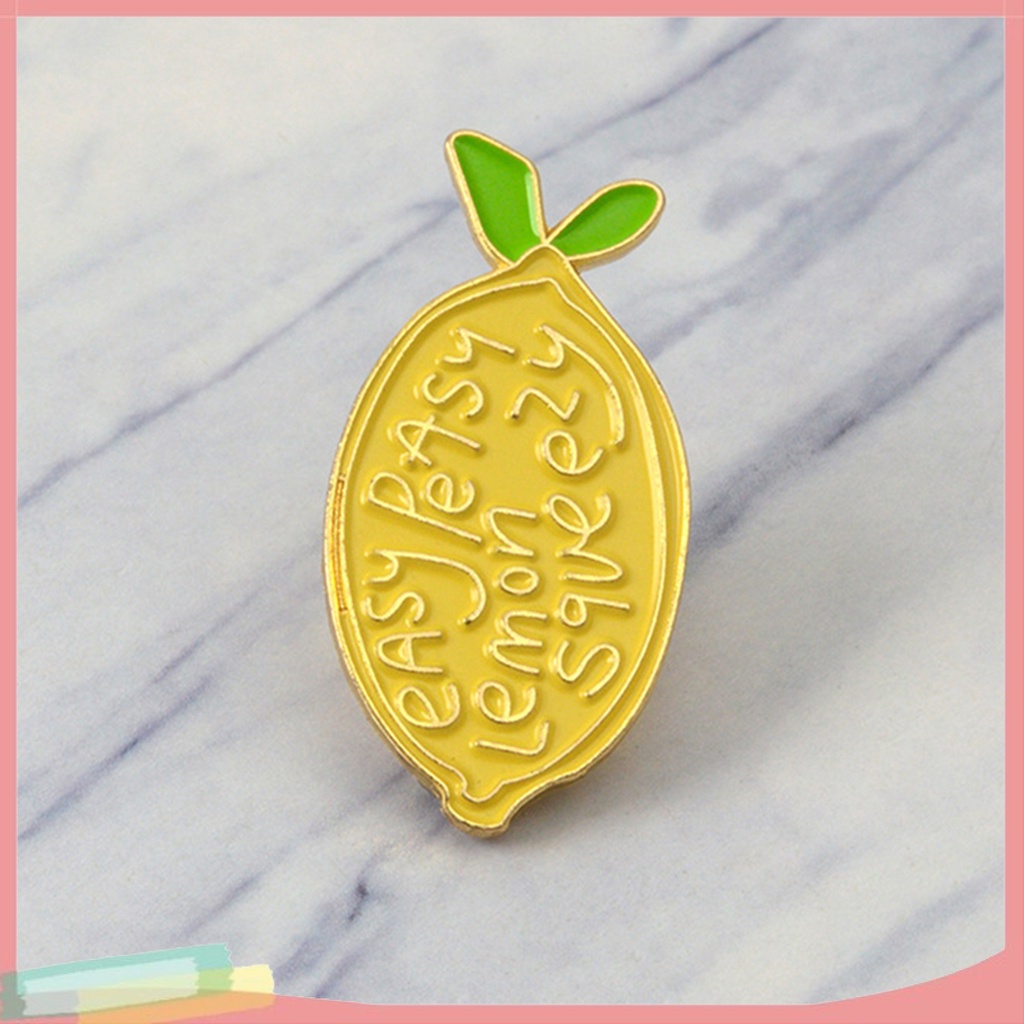 【LK】Cartoon Lemon Enamel Letters Brooch Pin Unisex Denim Backpack Decor Party Badge