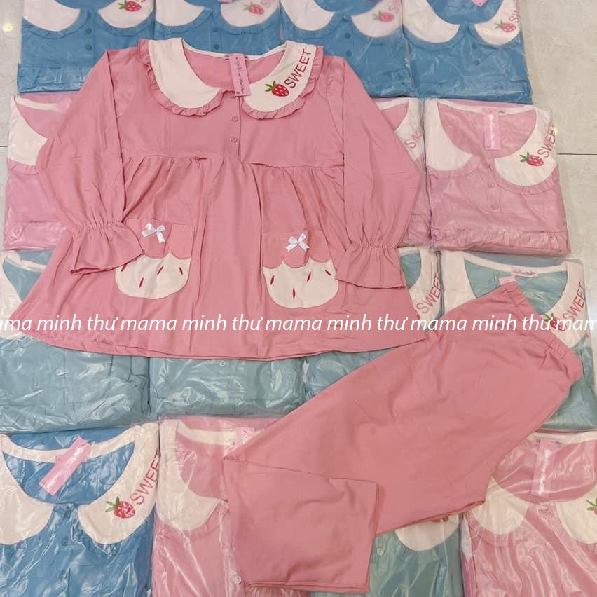 Bộ bầu - bộ sau sinh - chất liệu cotton - kiểu mới thời trang ( Dài - Thêu Dâu-WEET )