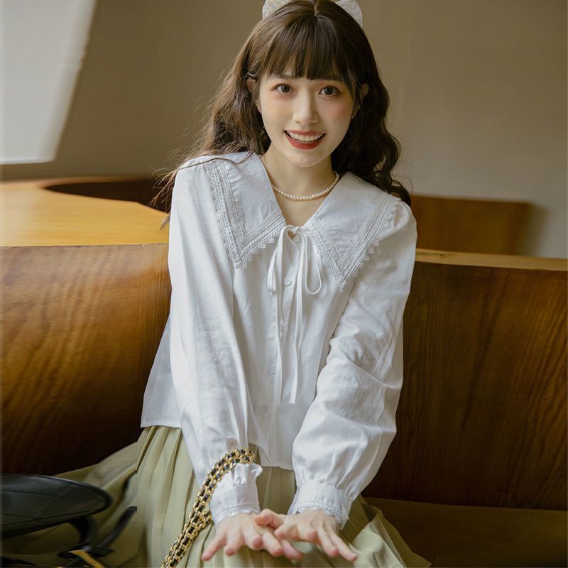 Áo Sơ Mi Dài Tay Thắt Nơ Phong Cách Pháp Cổ Búp Bê Nhỏ Phong Cách Mới Dành Cho Nữ Tuổi Trung Niên