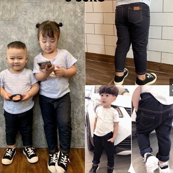 Quần giả bò, giả jean cho bé trai, bé gái co giãn, thoải mái vận động size từ 20-30kg