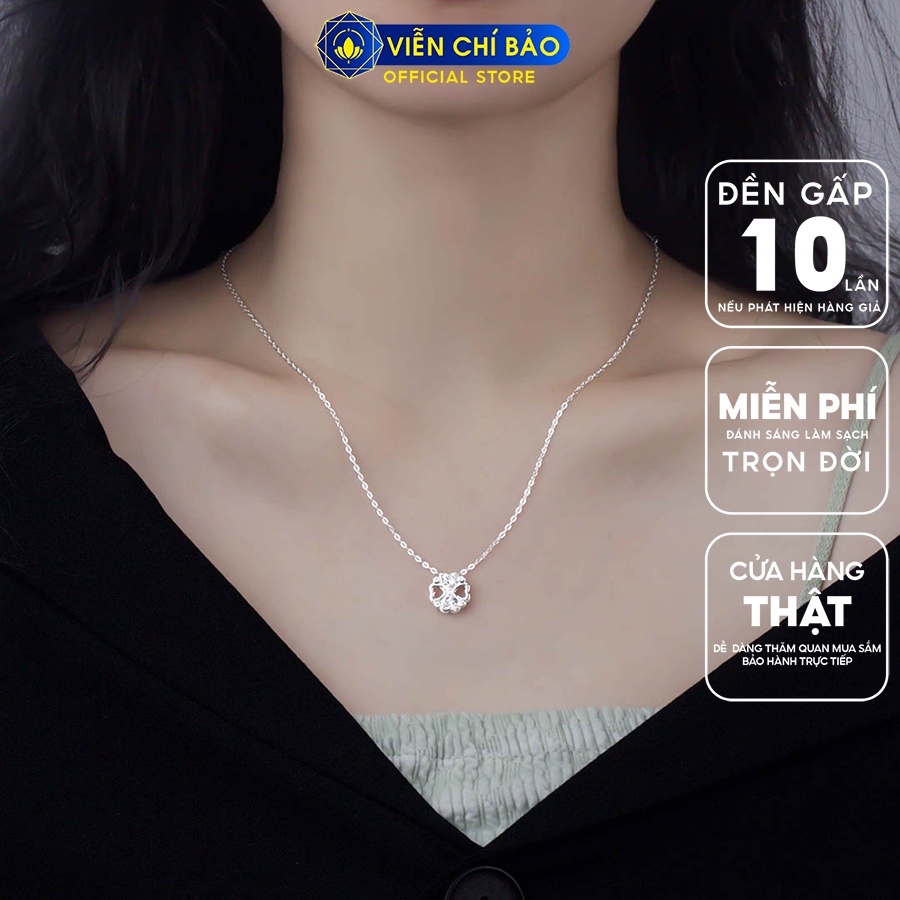 Dây chuyền bạc nữ cỏ 4 lá trái tim chất liệu bạc 925 thời trang phụ kiện trang sức Viễn Chí Bảo D000305