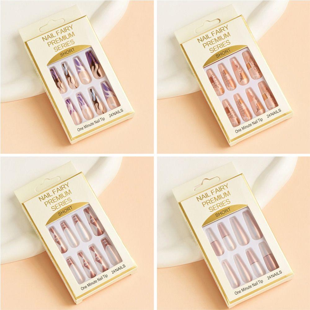 MIHAN1 Set 24 Móng Tay Giả In Họa Tiết Da Báo Có Thể Tháo Rời MIHAN1