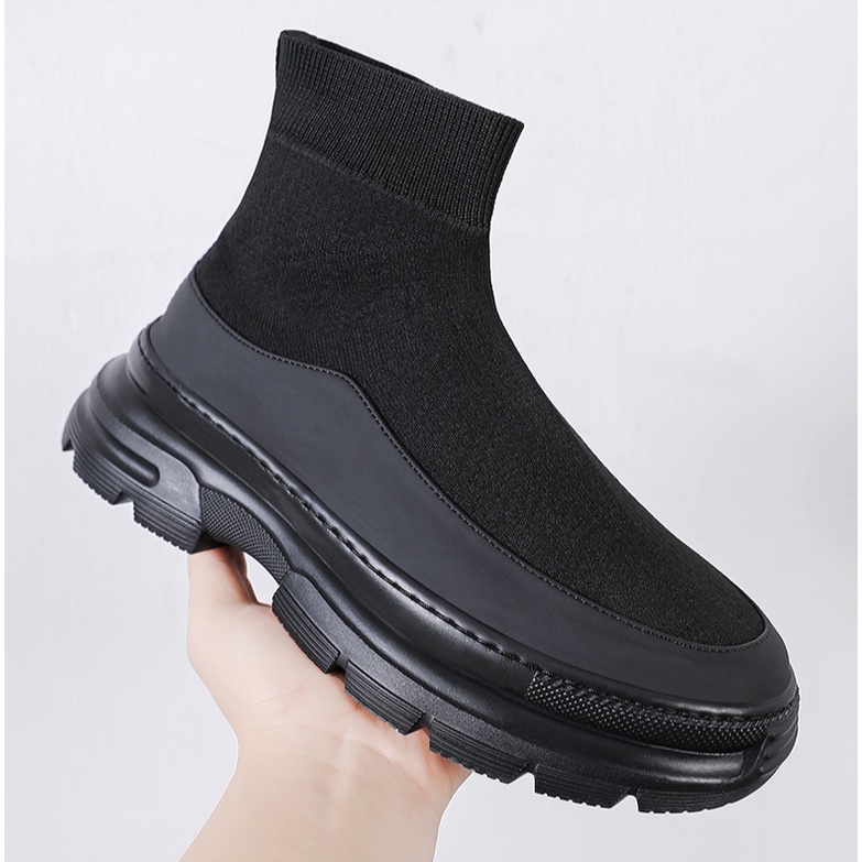 Giày thể thao nam sneaker The Jinx bản vải len tăm phối da cao cấp cổ cao 6816