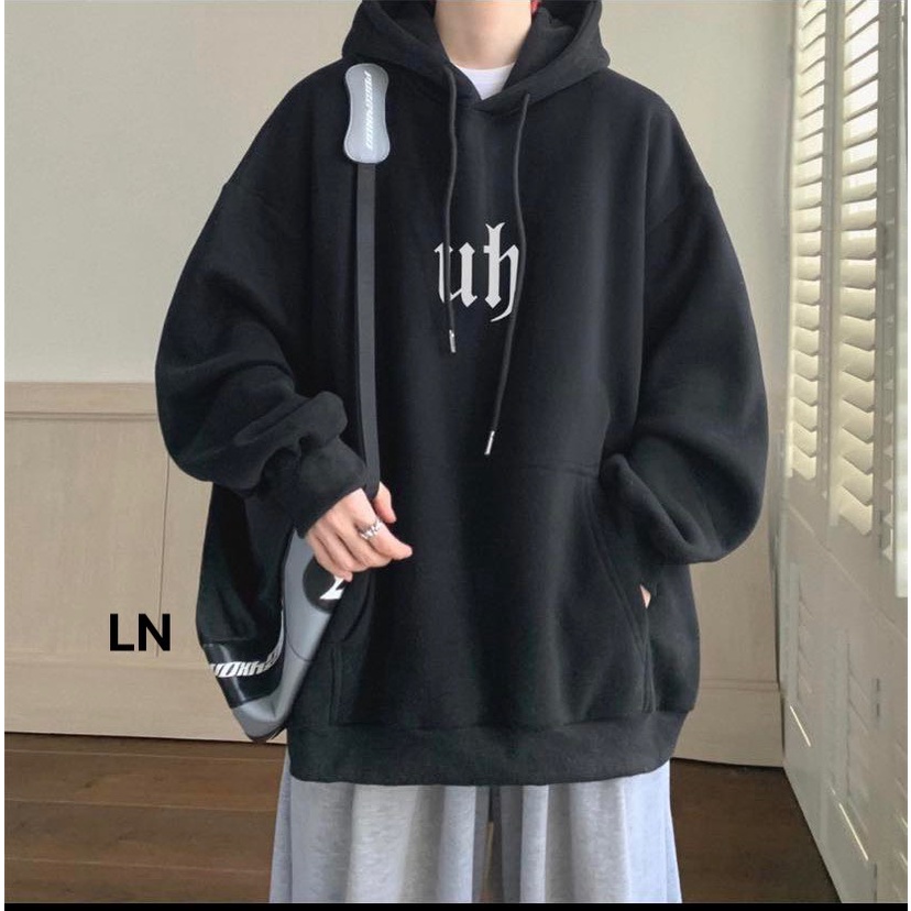 Áo hodie uh Chất nỉ cotton for thụng tay bồng  Mũ 2 lớp xịn xò