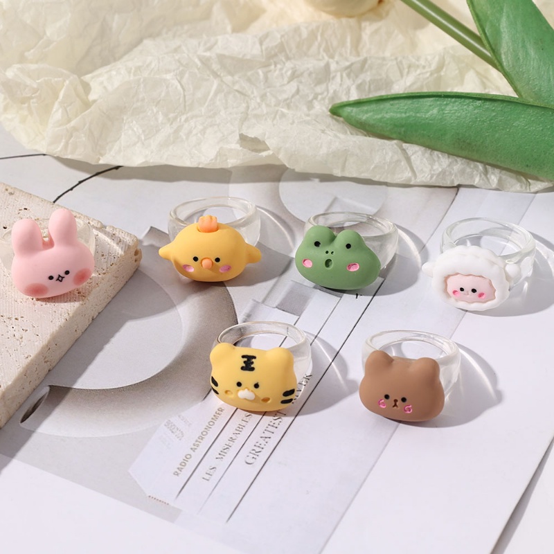 Nhẫn Acrylic Hình Động Vật Hoạt Hình Nhiều Màu Dễ Thương Cho Bé Gái