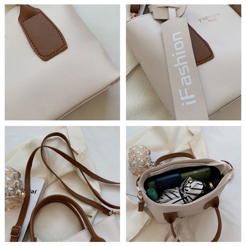 Menas Túi Xách Da PU Cỡ Lớn Màu Tương Phản Phong Cách Phương Tây Thời Trang Cho Nam