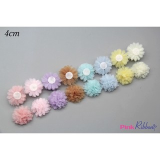 Hoa voan păng xê 4cm dùng làm hoa trang trí may mặc, hoa cài áo, hoa phụ liệu may mặc, phụ kiện tóc