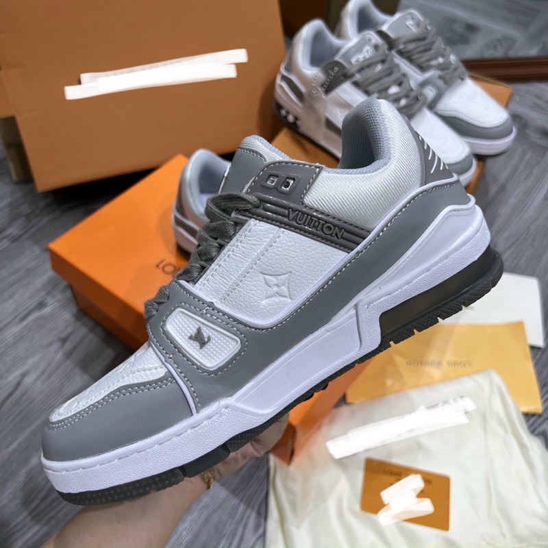 Giày thể thao LV xám trắng. Giày Louis vuitton trainer xám grey, giày cao cấp size 36-43