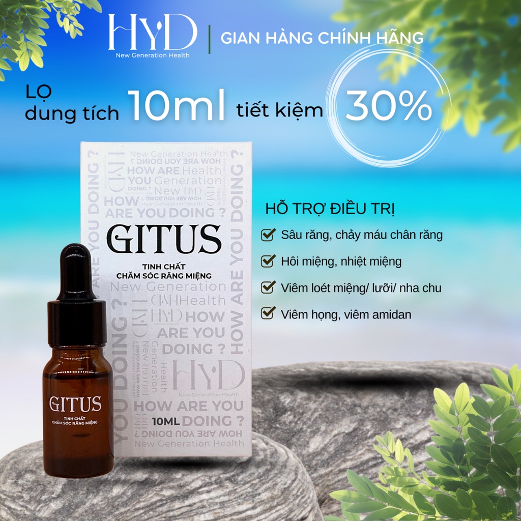 Tinh Chất Răng Miệng Gitus 10ml - HYD - Hỗ trợ xử lý vấn đề hôi miệng, nhiệt miệng, sâu răng mang lại hơi thở thơm mát