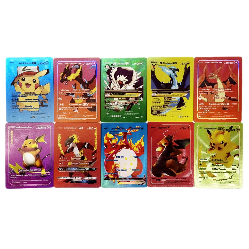 Bộ 10 Thẻ Bài Pokemon GX EX Laser Tiếng Anh