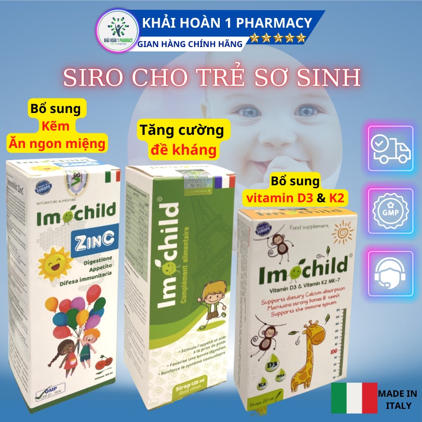 Vitamin D3 và K2, DHA- IMOCHILD ( Hỗ Trợ Trẻ Hấp Thụ Canxi, Phát Triển Chiều Cao, Tăng Cường Trí Nhớ)