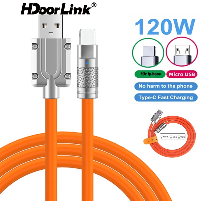 Dây Cáp Sạc Nhanh Siêu Bền 120W 6A Micro USB Type C Bằng Silicone
