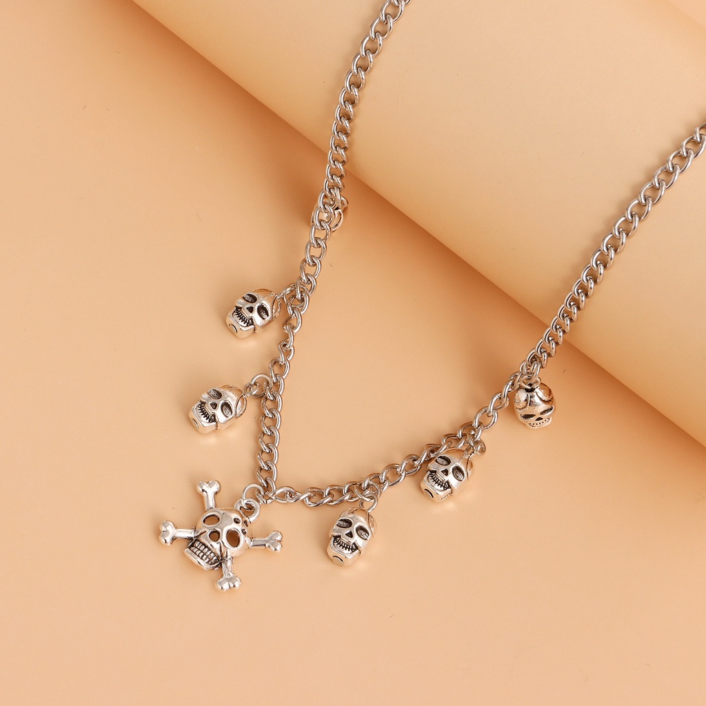 Vòng cổ Kim Loại Màu Trắng / Vàng Mặt Hình Đầu Lâu Phong Cách Hip Hop Cho Nữ