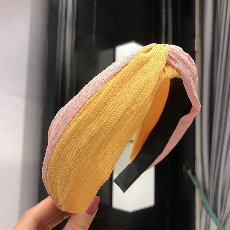 Băng Đô Thắt Nút Chéo Bản Rộng Hai Màu Phong Cách Hàn Quốc Mới Cho Nữ