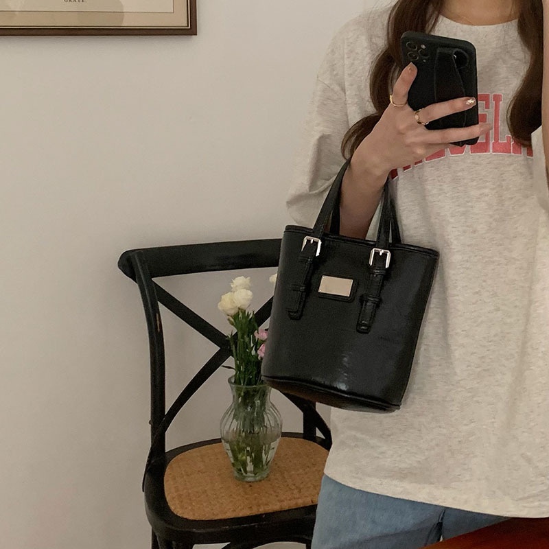 Mischa Túi Xách Da PU Màu Trơn Dễ Phối Đồ Thời Trang Cao Cấp