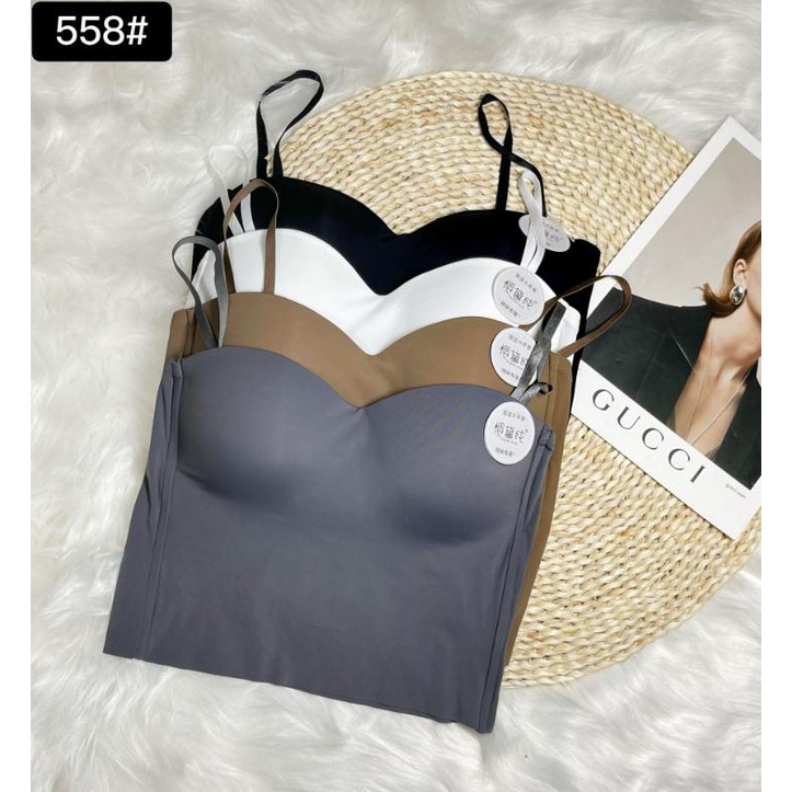 One Áo Hai Dây Có Mút Đệm Ngực Chất Liệu Lụa Lạnh Mỏng Thoải Mái Thời Trang JP5