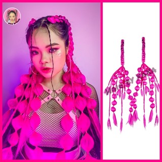 Một dây chun buộc tóc giả thắt bím chân rết mix bong bóng x36 dành cho raver, edm, music festival