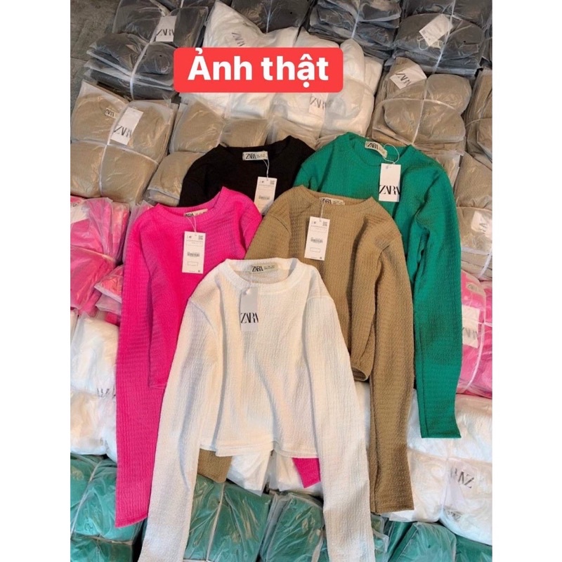 Áo Croptop tay dài kiểu dáng basic chất vải thun xốp co dãn tốt - HÀNG CHUẨN SHOP