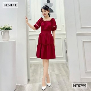 Đầm bèo cổ nhún ngực tay bo chun BEMINE MT5799