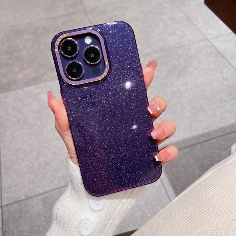 Ốp Điện Thoại Cứng Trong Suốt Chống Sốc Phối Kim Tuyến Sang Trọng Cho iPhone 14 13 12 Pro Max