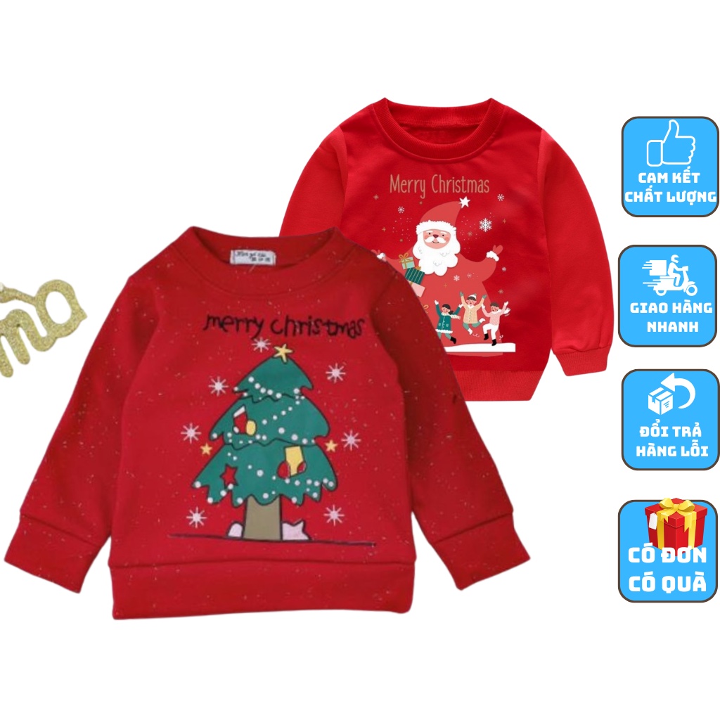 Áo Nỉ cho bé, Áo nỉ Noel bé trai bé gái in hình chất da cá cho bé từ 6-22kg-KANGMIN KIDS