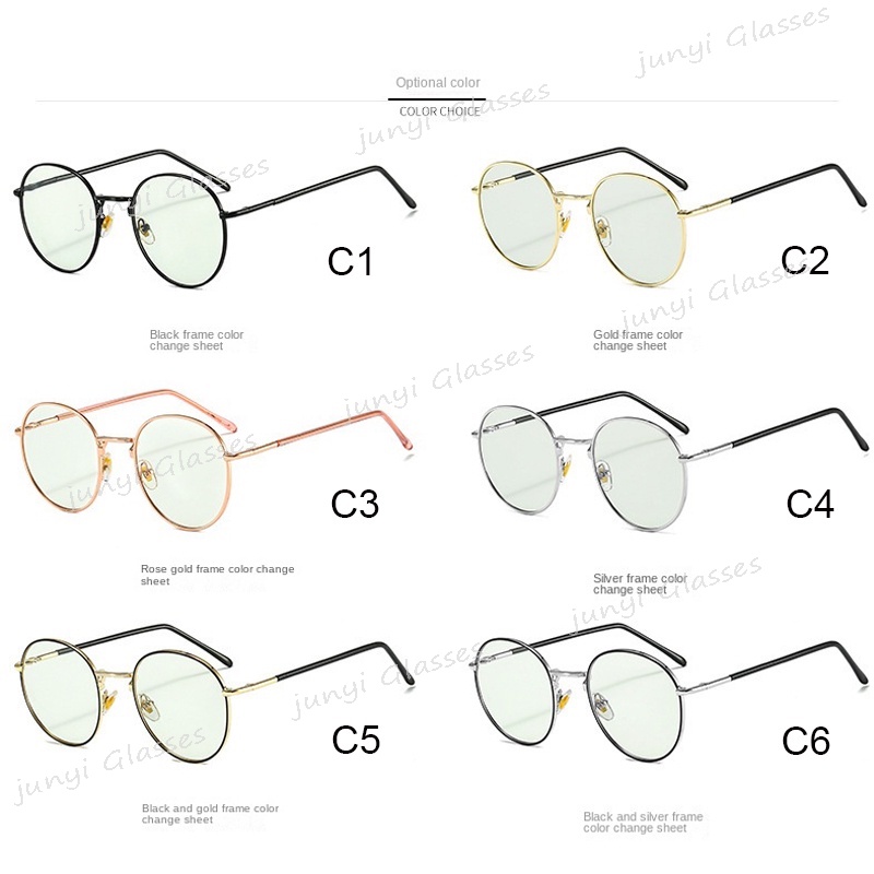 Kính Chống Nắng Ngoài Trời 2 Trong 1 Gọng Kim Loại Tròn Chống Bức Xạ Ánh Sáng Xanh Bảo Vệ Mắt Cho Nam Và Nữ