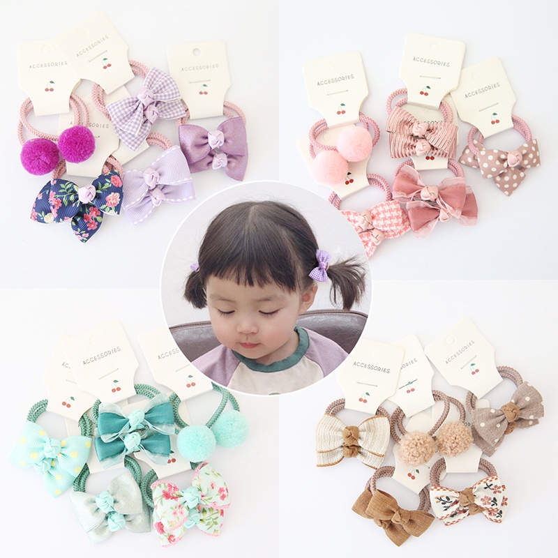 Set 10 Dây Buộc Tóc Đính Nơ Dễ Thương Cho Bé Gái