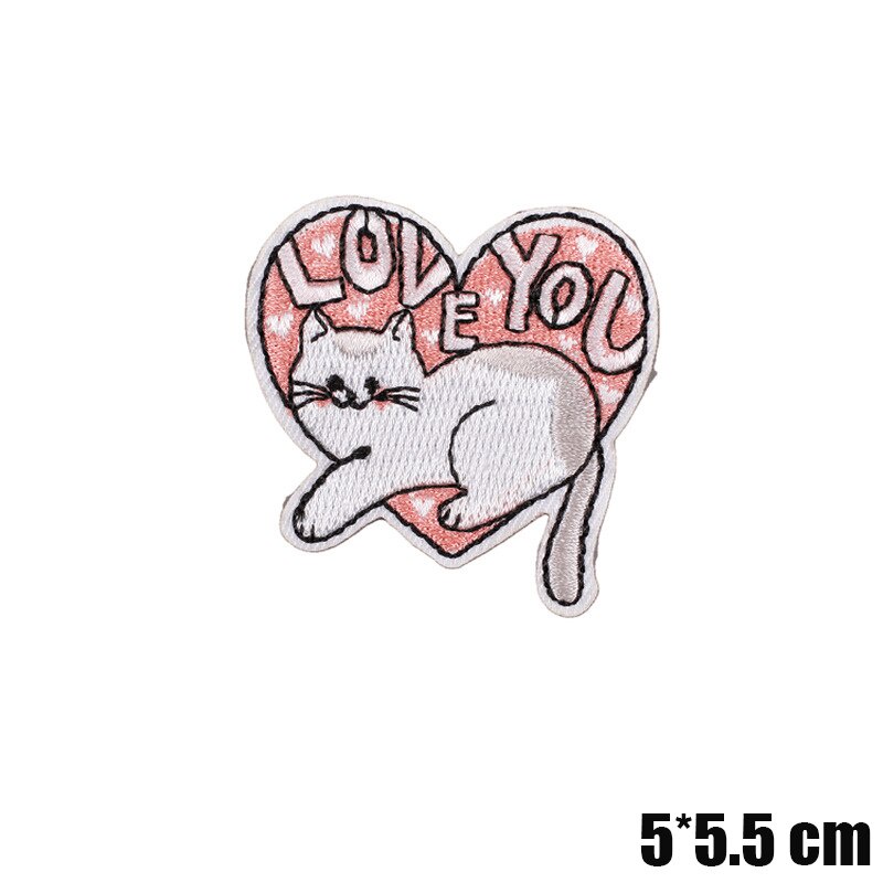 Sticker ủi nhiệt vải thêu logo hình mèo cat dễ thương cute đáng yêu - Patch ủi quần áo balo H47