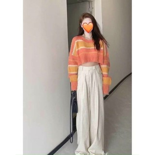 ÁO LEN SỌC CROPTOP (KÈM VIDEO HÌNH THẬT)