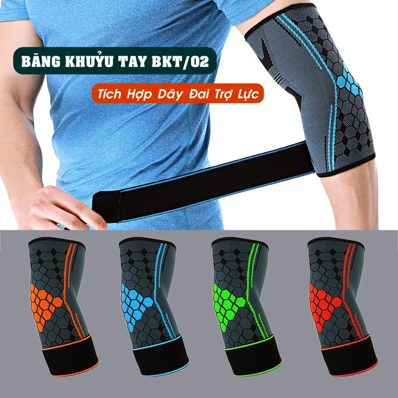 Băng Khuỷu Tay Thể Thao BKT/02 Bảo Vệ Khủy Tay Cùi Chỏ Chơi Cầu Lông, Tập Gym, Bóng Chuyền, Chạy Bộ, Xe Đạp, Tennis