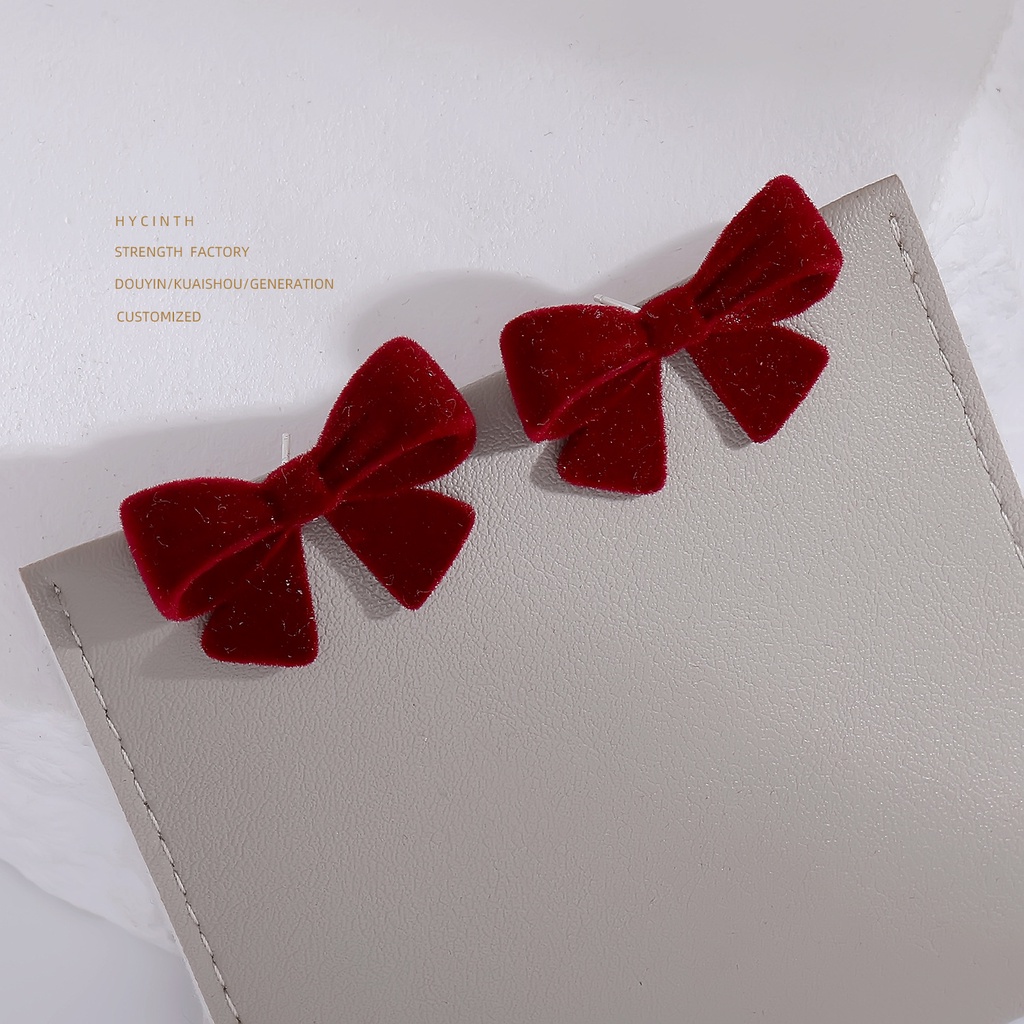 Bông Tai Hình Nơ Bằng Nhung Phong Cách Pháp Thời Trang Sang Trọng Cho Nữ