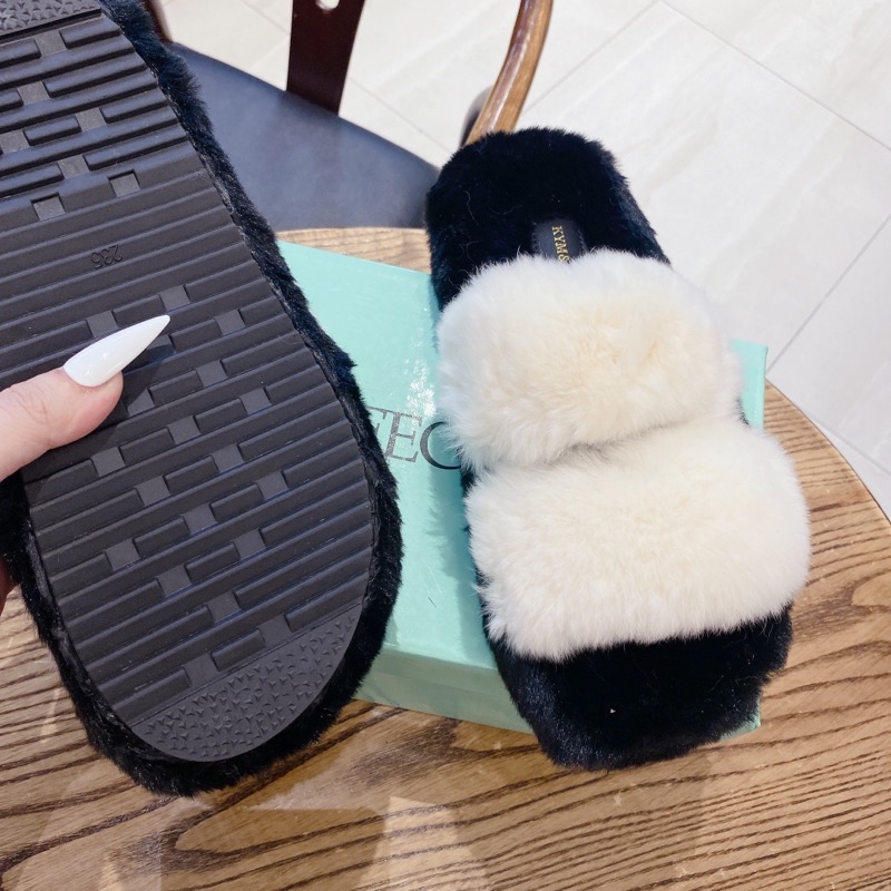 Dép lông hai quai ngang trắng đế đen cao 5 phân hàng quảngg châuu full hộp