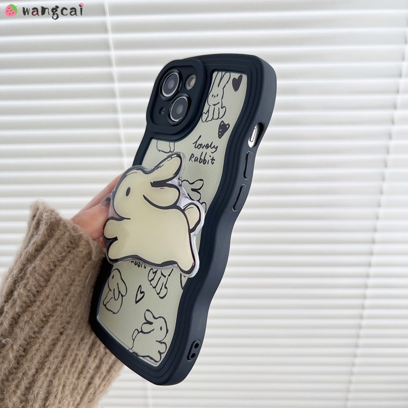 Ốp Điện Thoại Silicon Mềm Mặt Nhám Gắn Giá Đỡ Hình Hoa Tulip / Thỏ Cho iPhone 14 Plus 13 12 Mini Pro XS Max XR X 7 8 6 6s Plus