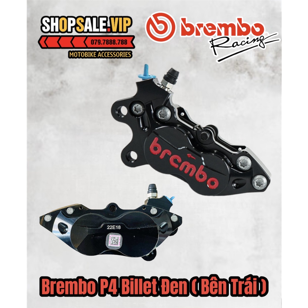Heo Brembo 4Pis Billet Đen Chính Hãng (Heo Trái)