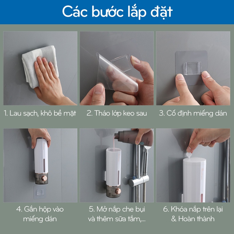 Hộp Đựng Nước Rửa Tay Sữa Tắm 450ml, Bình Đựng Dầu Gội Đầu Chất Liệu ABS Cao Cấp Treo Tường - PTTH0001