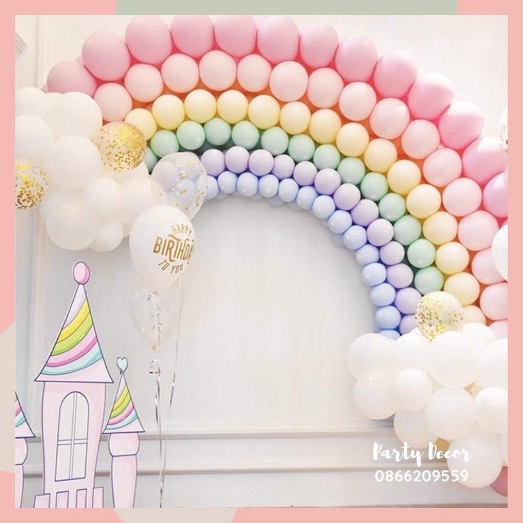 Bong bóng cao su màu pastel, bóng bay trang trí sinh nhật, trang trí tiệc party decor
