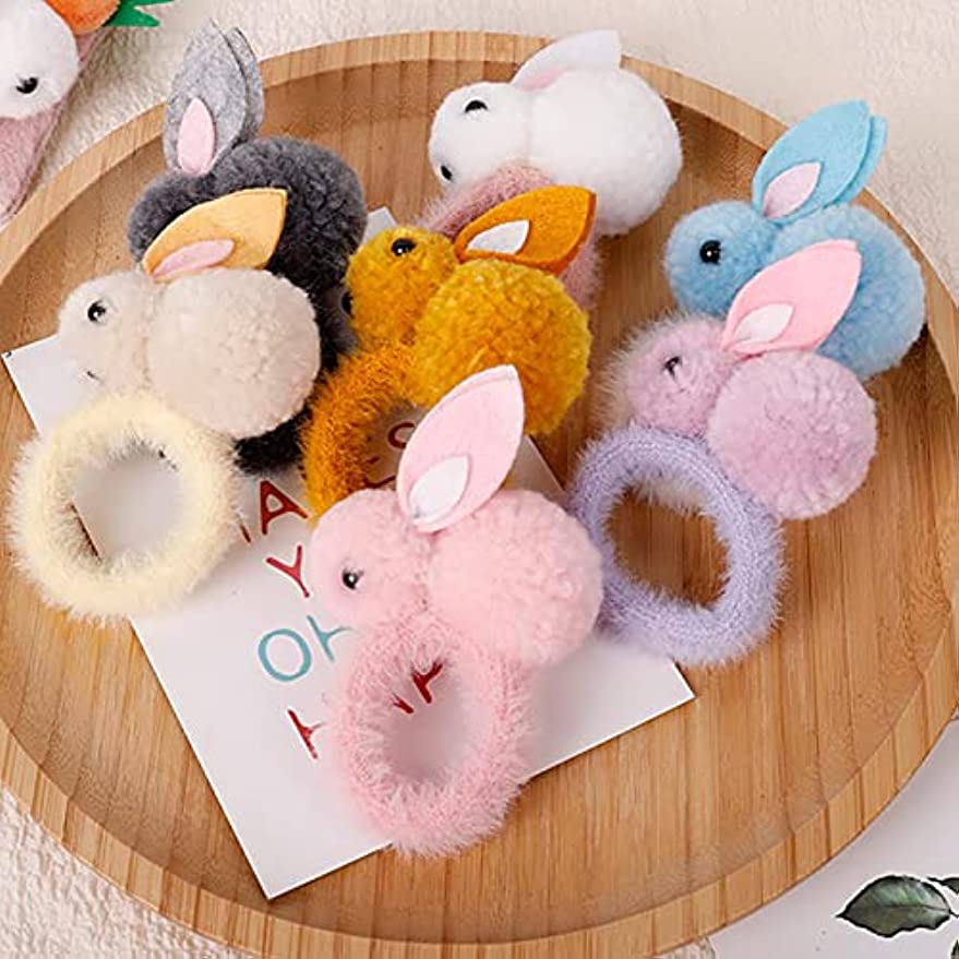 Dây Cột Tóc Cao Su Co Giãn Hình Thỏ Dễ Thương Cho Bé Gái JP5