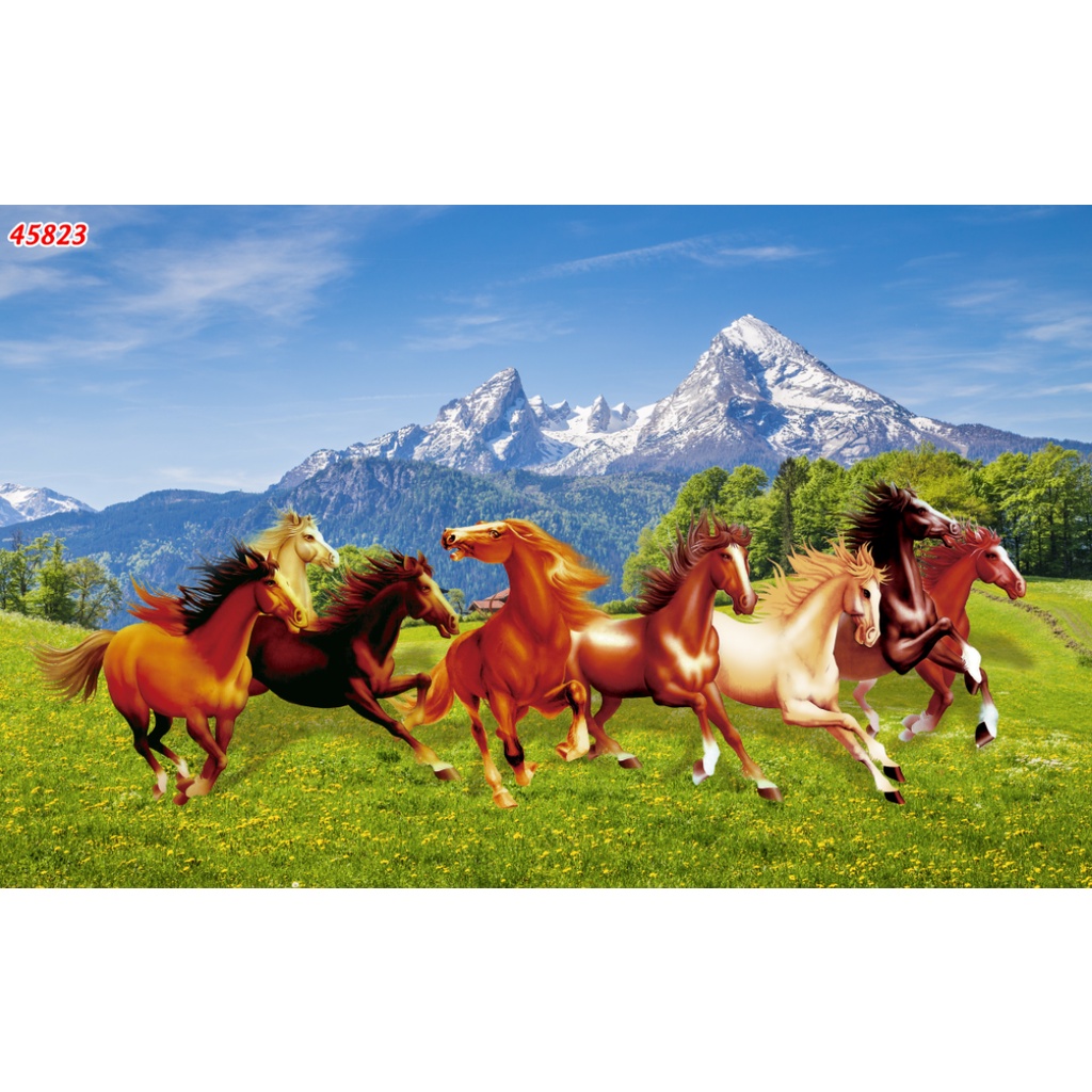 Tranh Mã Đáo Thành Công, Bát Mã Dán Tường 3D được ưa chuộng nhất