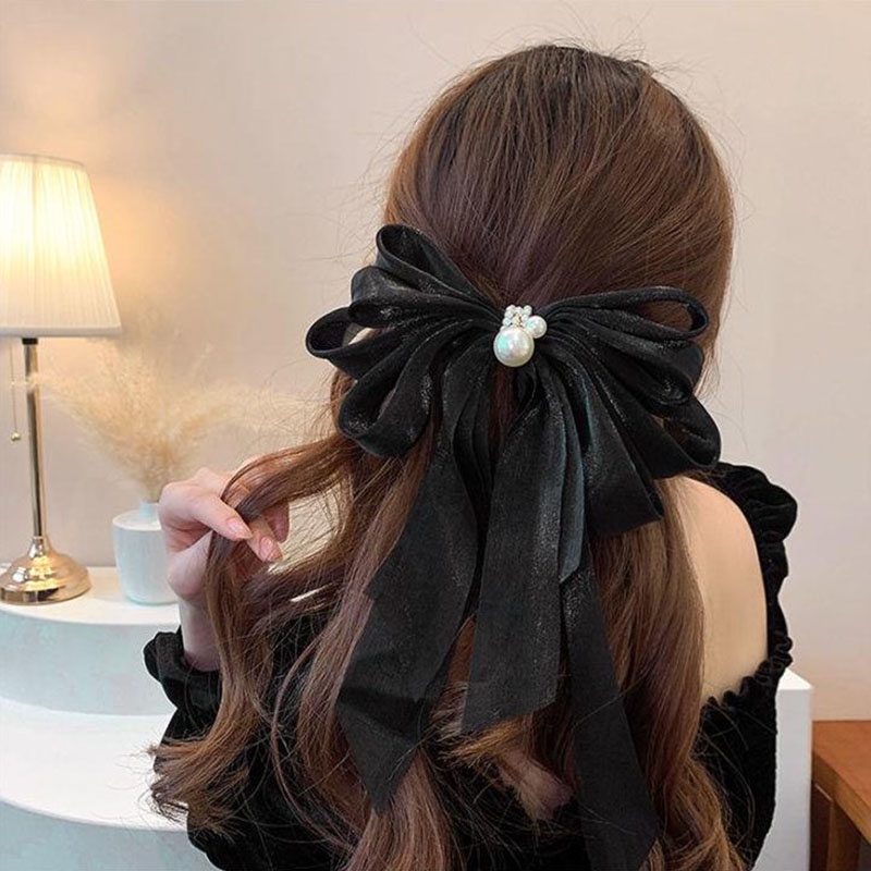 Kẹp Tóc Nơ Ruy Băng Lớn Phong Cách Hàn Quốc Mới