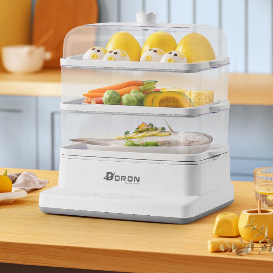 Nồi Hấp Điện 3 tầng thông minh dành cho Gia Đình Đa Chức Năng tiện dụng Dung Tích 20L hấp cua,bánh gà cá thịt DR-209