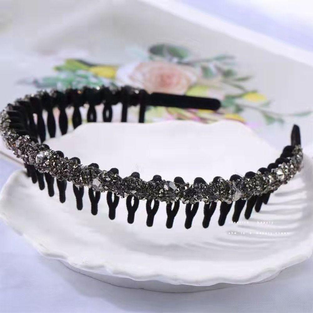 Băng Đô Cài Tóc Đính Hạt Lấp Lánh Chống Trượt Thời Trang Cho Bạn Gái